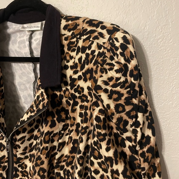 John Paul Richard Cheetah Print Cotton Blazer with Zipper - Picture 6 of 7